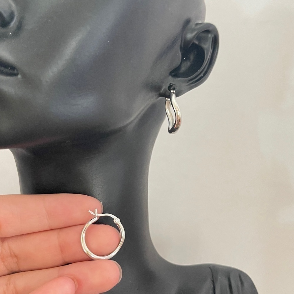 Sterling Silver Abstract Hoops - image 1